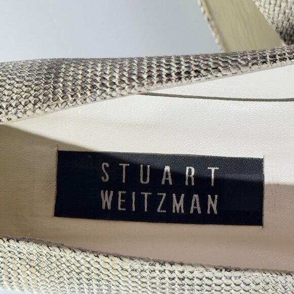 Stuart Weitzman Women's Beige Snakeskin Print Block Heel Shoes Size 9 AAAA - Picture 8 of 11